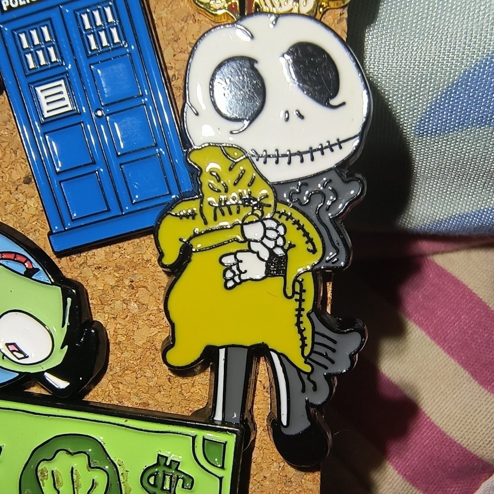 Skeleton Character Enamel Pin with Yellow Coat Nightmare Before Christmas